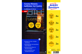 Etiketten ZWF Corona Hinweis Aufkleber Set Gastro, Art.-Nr. 49401ZWF - Paterno B2B-Shop
