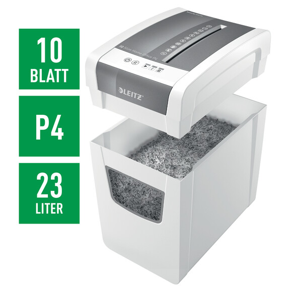 Aktenvernichter Leitz IQ Slim P-4 weiß, Art.-Nr. 8001-00-00 - Paterno B2B-Shop