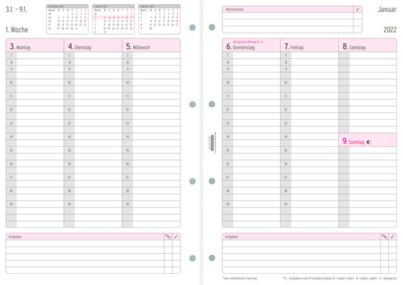 Kalendereinlage Chronoplan Wochenplan A4, Art.-Nr. 5070J - Paterno B2B-Shop