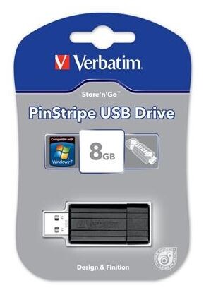 USB Stick Verbatin Store go Pinstripe black 8 GB, Art.-Nr. 108024 - Paterno B2B-Shop