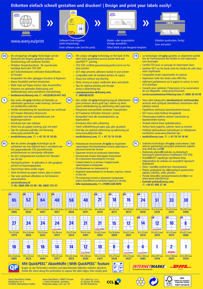 Universaletiketten A4 3665 weiss 105x33,8mm, Art.-Nr. ZWF-3665 - Paterno B2B-Shop