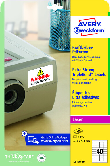Etiketten ZWF Kraftkleber 45,7 x 25,4 mm, Art.-Nr. L6140-20 - Paterno B2B-Shop