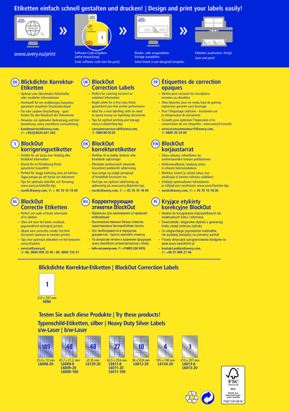 Etiketten Korrektur ZWF A4 blickdicht, Art.-Nr. 6094ZWF - Paterno B2B-Shop