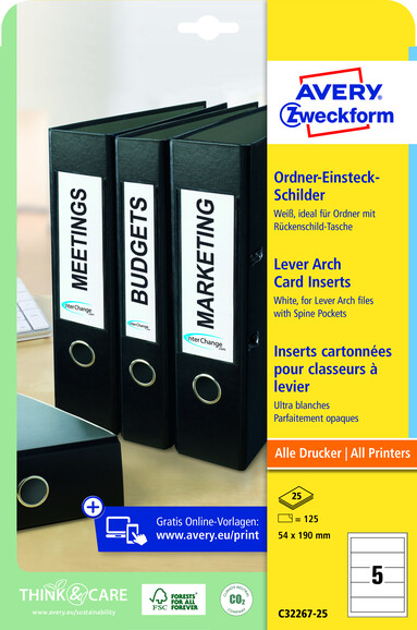 Ordnereinsteckschild ZWF 54x190mm, Art.-Nr. C32267-25 - Paterno B2B-Shop