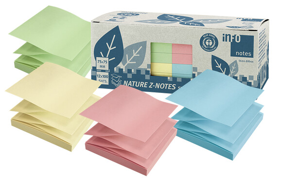Haftnotizen info notes Recyclingbox 75x75 mm Z-Notes sortiert, Art.-Nr. 5644-88BOX - Paterno B2B-Shop