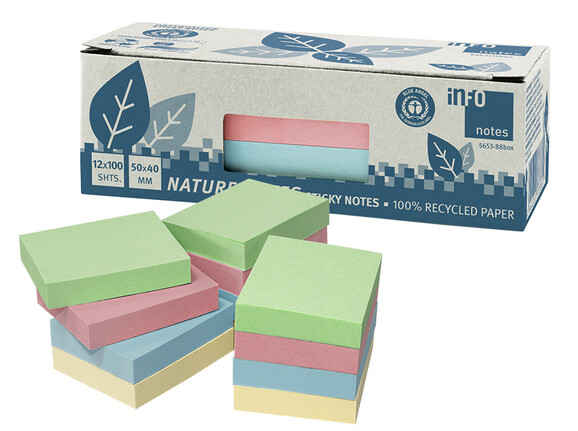 Haftnotizen info notes Recyclingbox 50x40 mm sortiert, Art.-Nr. 5653-88BOX - Paterno B2B-Shop Haftnotizen info notes Recyclingbox 50x40 mm sortiert, Art.-Nr. 5653-88BOX - Paterno B2B-Shop
