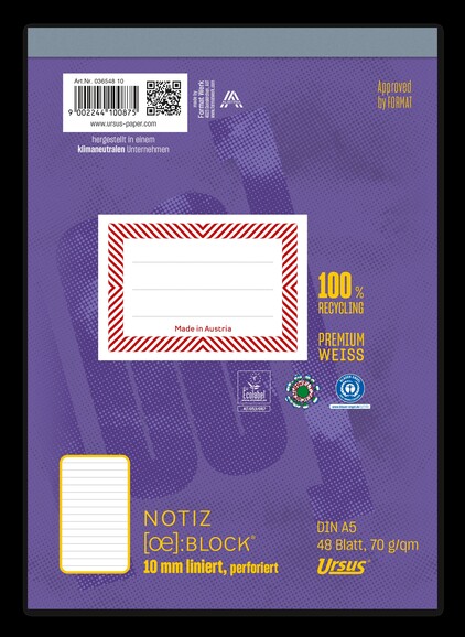 Notizblock Ursus A5 48 Blatt 70g/qm liniert, Art.-Nr. 036548-10 - Paterno B2B-Shop Notizblock Ursus A5 48 Blatt 70g/qm liniert, Art.-Nr. 036548-10 - Paterno B2B-Shop