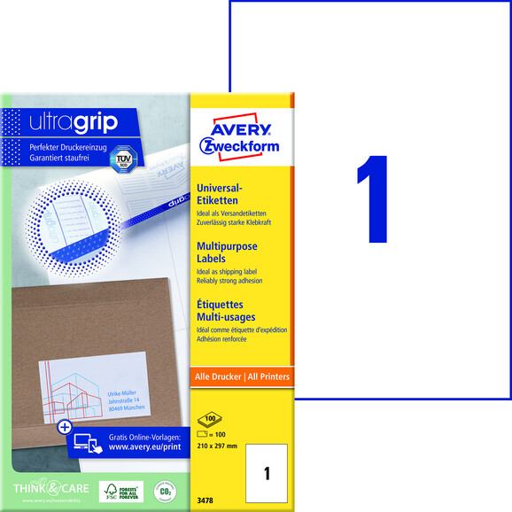 Universaletiketten A4 3415 weiss rund 40mm, Art.-Nr. ZWF-3415 - Paterno B2B-Shop