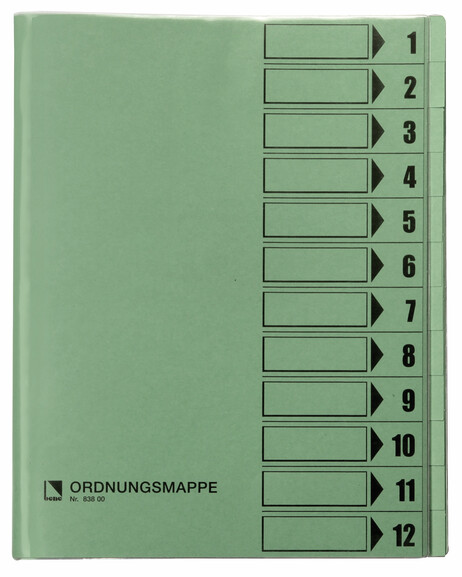 Ordnungsmappe Bene A4 12-teilig grün, Art.-Nr. 083800-GN - Paterno B2B-Shop