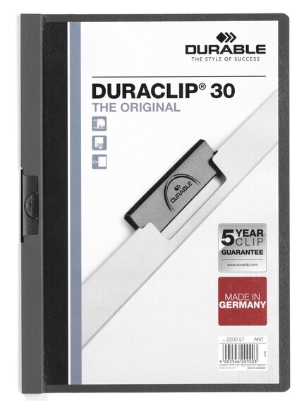 Klemmmappe Durable DURACLIP A4 anthrazit, Art.-Nr. 2200-AN - Paterno B2B-Shop