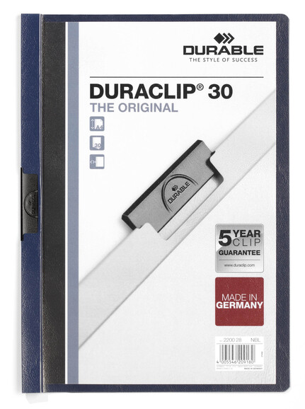 Klemmmappe Durable DURACLIP A4 dunkelblau, Art.-Nr. 2200-DBL - Paterno B2B-Shop