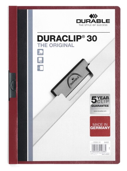 Klemmmappe Durable DURACLIP A4 dunkelrot, Art.-Nr. 2200-DRT - Paterno B2B-Shop