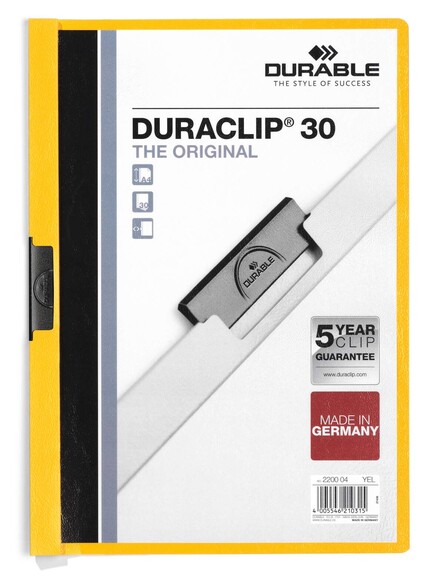 Klemmmappe Durable DURACLIP A4 gelb, Art.-Nr. 2200-GE - Paterno B2B-Shop