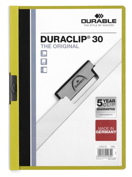 Klemmmappe Durable DURACLIP A4 grün, Art.-Nr. 2200-GN - Paterno B2B-Shop