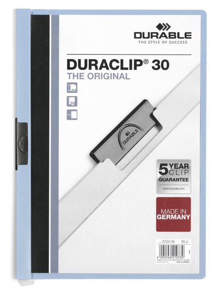 Klemmmappe Durable DURACLIP A4 hellblau, Art.-Nr. 2200-HBL - Paterno B2B-Shop