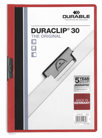 Klemmmappe Durable DURACLIP A4 rot, Art.-Nr. 2200-RT - Paterno B2B-Shop