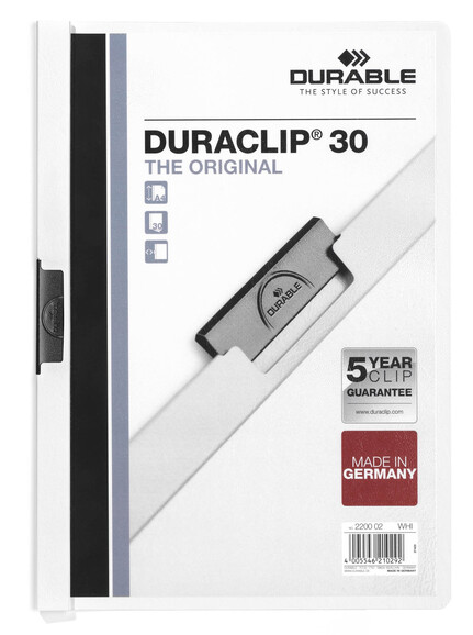 Klemmmappe Durable DURACLIP A4 weiss, Art.-Nr. 2200-WS - Paterno B2B-Shop