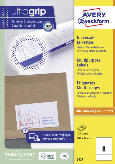 Universaletiketten A4 3427 weiss 105x74mm, Art.-Nr. ZWF-3427 - Paterno B2B-Shop