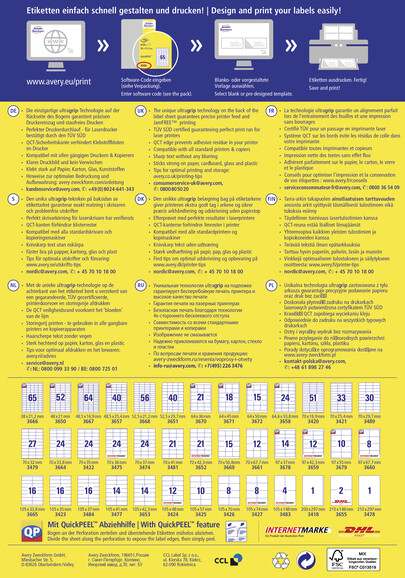 Universaletiketten A4 3666 weiss 38 x 21,2mm, Art.-Nr. ZWF-3666 - Paterno B2B-Shop