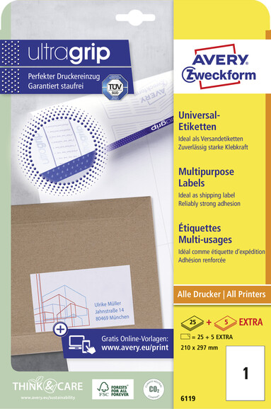 Kopieretiketten ZWF A4, Art.-Nr. 6119ZWF - Paterno B2B-Shop