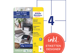 Etiketten Avery InkjetLaserCopy 105x148mm, Art.-Nr. 6124ZWF - Paterno B2B-Shop
