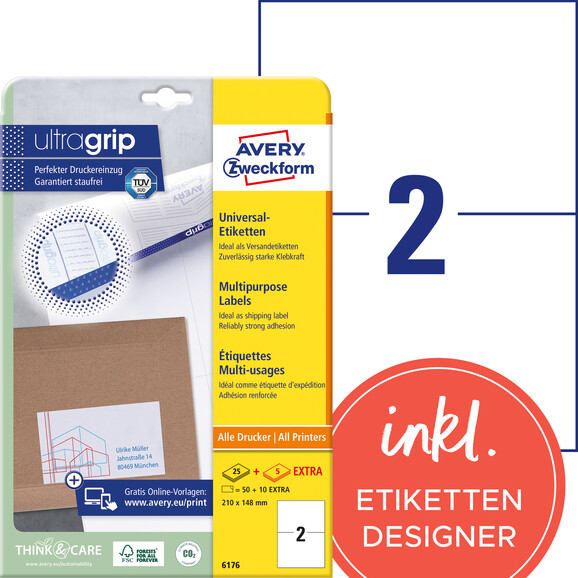Universal-Etiketten permanent 210x148mm, Art.-Nr. 6176ZWF - Paterno B2B-Shop