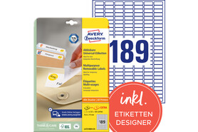 Universaletiketten ZWF 25,4 x10 mm wiederablösbar, Art.-Nr. L4731REV-25 - Paterno B2B-Shop