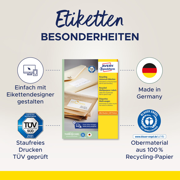 Universaletiketten LR 3424 Recycling 105 x 48mm, Art.-Nr. LR3424 - Paterno B2B-Shop