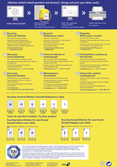 Universaletiketten LR 3478 Recycling 210 x 297mm, Art.-Nr. LR3478 - Paterno B2B-Shop