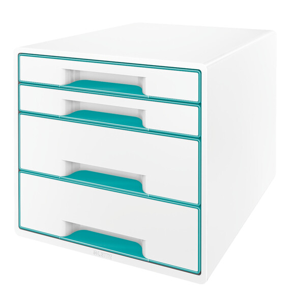 Schubladenbox Leitz CUBE WOW 4S eisblau metallic, Art.-Nr. 521310-EBME - Paterno B2B-Shop