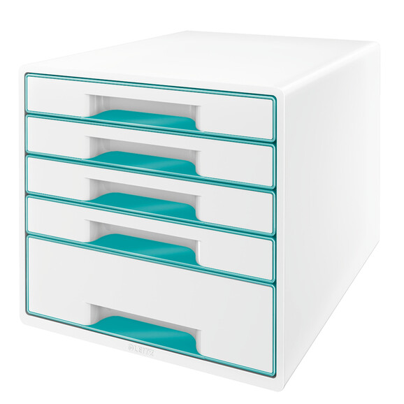 Schubladenbox Leitz CUBE WOW 5S eisblau metallic, Art.-Nr. 521410-EBME - Paterno B2B-Shop