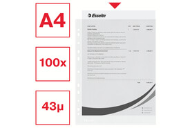 Klarsichthüllen Esselte A4 43 my farblos genarbt, Art.-Nr. ES56171 - Paterno B2B-Shop