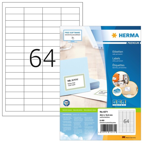 Etiketten Herma Superprint 48,3x16,9 mm, Art.-Nr. 4271E - Paterno B2B-Shop Etiketten Herma Superprint 48,3x16,9 mm, Art.-Nr. 4271E - Paterno B2B-Shop