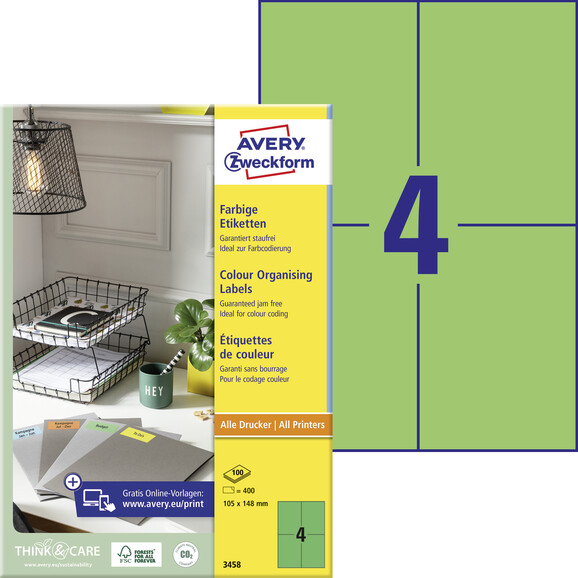 Kopieretiketten ZWF 105 x 148 mm, grün, Art.-Nr. 3458ZWF - Paterno B2B-Shop