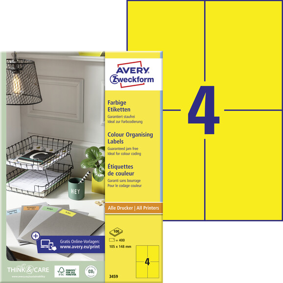 Kopieretiketten ZWF 105 x 148 mm, gelb, Art.-Nr. 3459ZWF - Paterno B2B-Shop