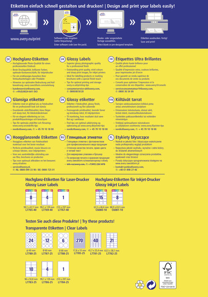 Etiketten Inkjet-Glossy weiß, glanz, Art.-Nr. C6081-10 - Paterno B2B-Shop