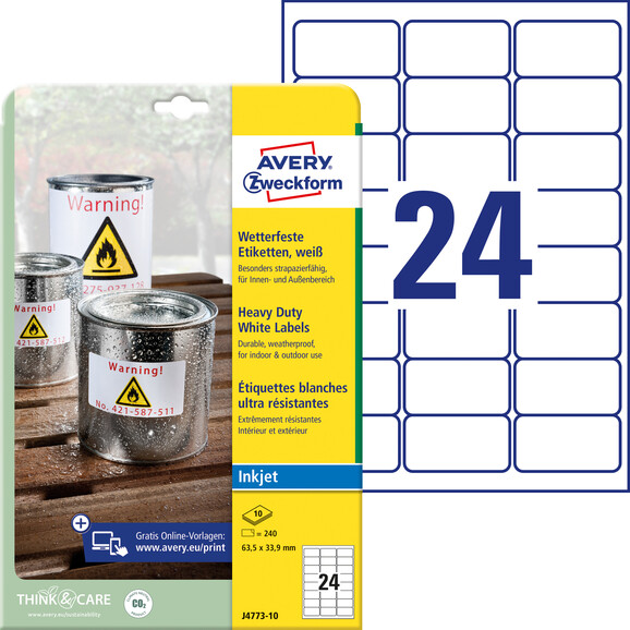 Etiketten ZWF 63,5 x 33,9 mm, Art.-Nr. J4773-10 - Paterno B2B-Shop