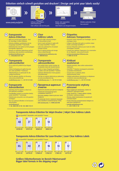 Etiketten transparent 63,5 x 38,1 mm Inkjet, Art.-Nr. J8560-25ZWF - Paterno B2B-Shop
