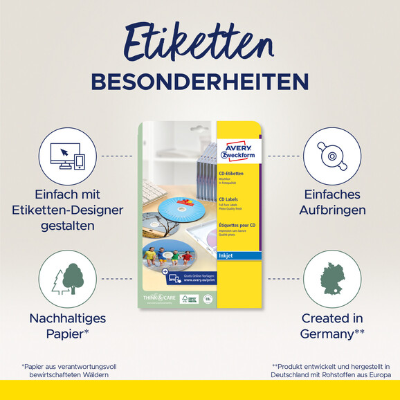 Etiketten ZWF CD rund 117 mm, Art.-Nr. J8676-25 - Paterno B2B-Shop