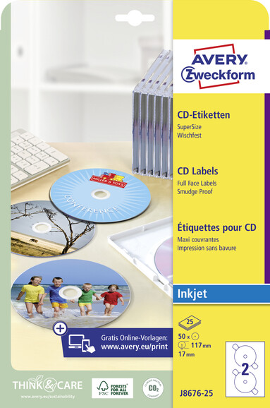 Etiketten ZWF CD rund 117 mm, Art.-Nr. J8676-25 - Paterno B2B-Shop
