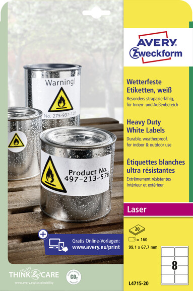 Etiketten ZWF Wetterfest 99,1 x 67,7 mm, Art.-Nr. L4715-20 - Paterno B2B-Shop