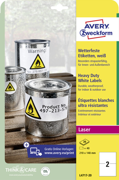 Etiketten ZWF Laser 210x148mm wetterfest, Art.-Nr. L4717-20 - Paterno B2B-Shop