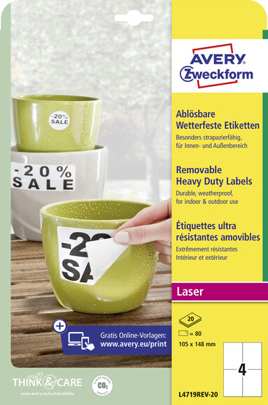 Wetterfeste-Etiketten ZWF ablösb. 105x148mm, Art.-Nr. L4719REV-20 - Paterno B2B-Shop