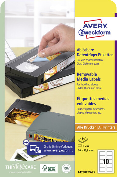 Etiketten ZWF 70x50,8 mm, Art.-Nr. L4738REV-25 - Paterno B2B-Shop