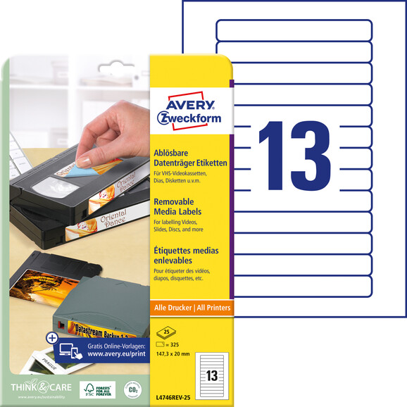 Kopieretiketten 147,3 x 20 mm ST+L 25KP, Art.-Nr. L4746REV-25 - Paterno B2B-Shop