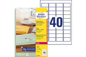 Adressetiketten ZWF 45,7 x 25,4 mm transparent, Art.-Nr. L4770-25 - Paterno B2B-Shop