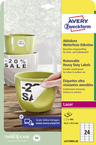 Wetterfeste-Etiketten ZWF ablösb. 63,5x33,9mm, Art.-Nr. L4773REV-20 - Paterno B2B-Shop