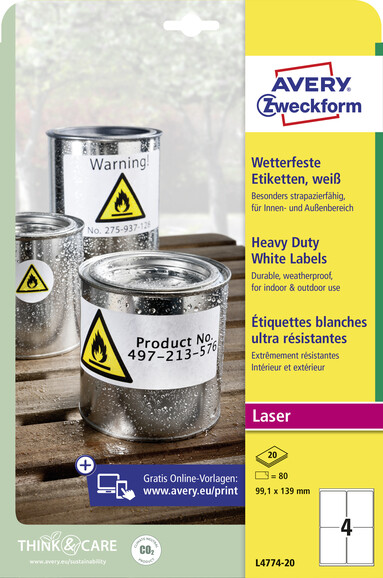 Etiketten ZWF Wetterfest 99,1 x 139 mm, Art.-Nr. L4774-20 - Paterno B2B-Shop