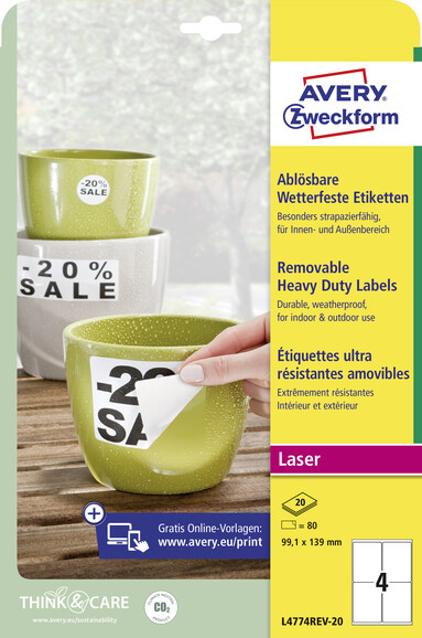 Wetterfeste-Etiketten ZWF ablösb. 99,1x139mm, Art.-Nr. L4774REV-20 - Paterno B2B-Shop