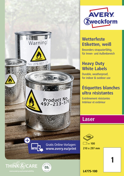 Etiketten ZWF Wetterfest 210x297 mm, Art.-Nr. L4775-100 - Paterno B2B-Shop